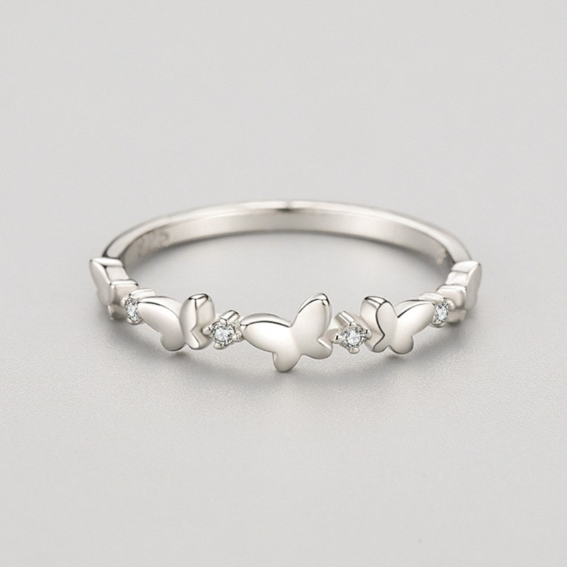 Butterfly Micro-set Diamond Ring, Stackable