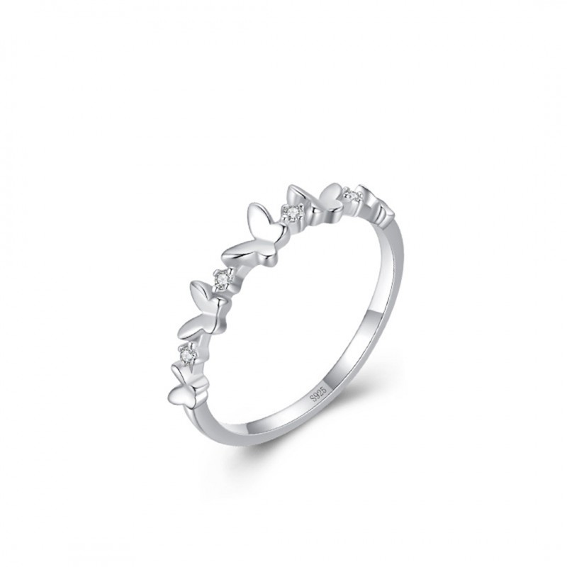 Butterfly Micro-set Diamond Ring, Stackable