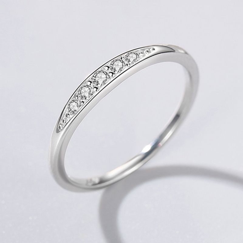 Simple Micro-set Diamond Slim Stacking Ring, Stackable