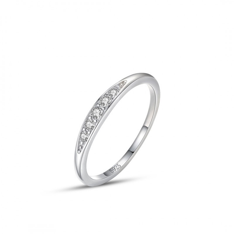 Simple Micro-set Diamond Slim Stacking Ring, Stackable