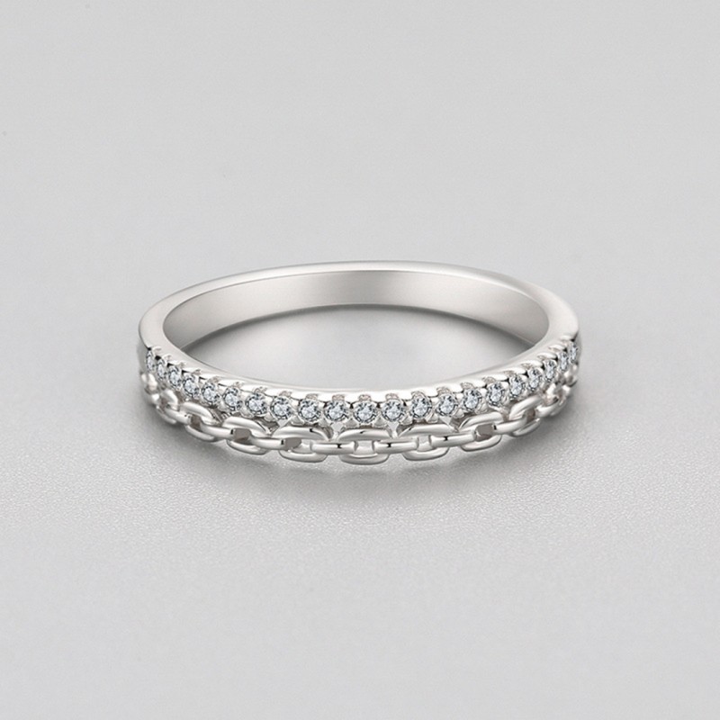 Fashion Chain-shaped Diamond-set Ring, Personalized Stackable