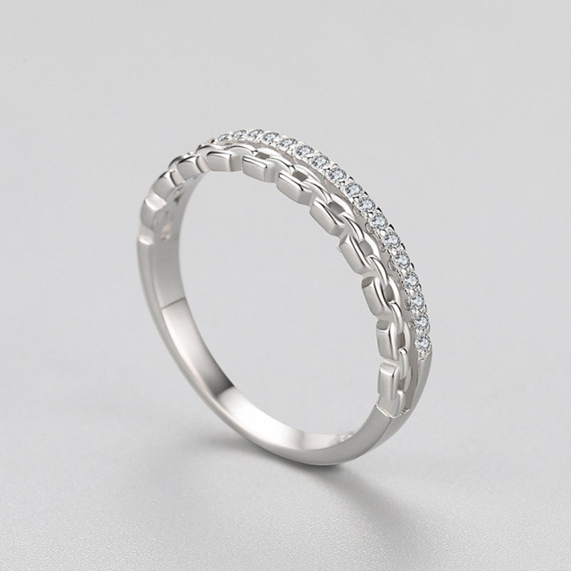 Fashion Chain-shaped Diamond-set Ring, Personalized Stackable