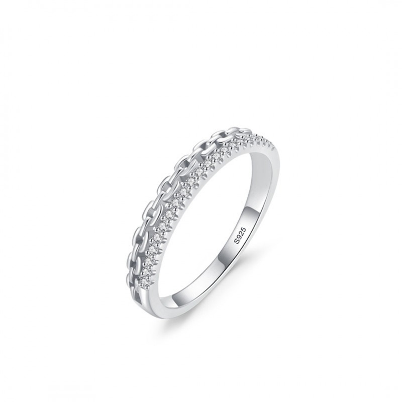 Fashion Chain-shaped Diamond-set Ring, Personalized Stackable