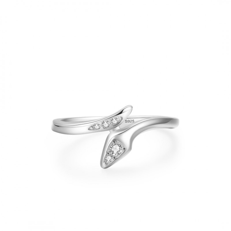 Snake-shaped Ring, Niche Design, Micro-set Diamonds, Stackable