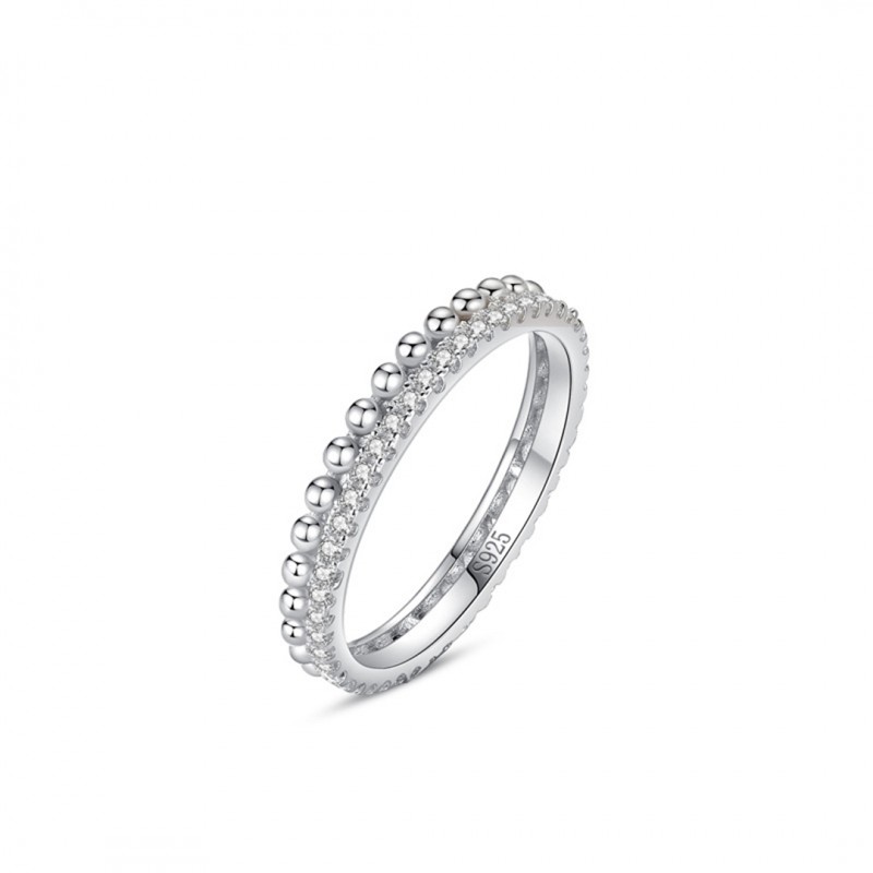 Simple and Stylish Bubble Full Diamond Ring, Stackable Ring