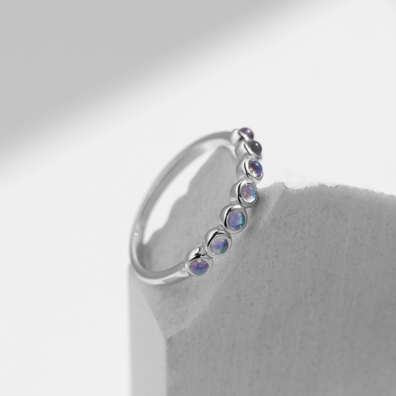 Elegant Moonstone Ring, Stackable with Graceful Aura