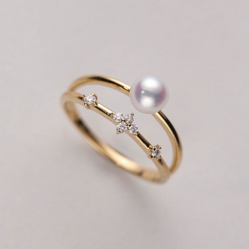 Double Layer Ring with Elegant Pearl Accent for Women