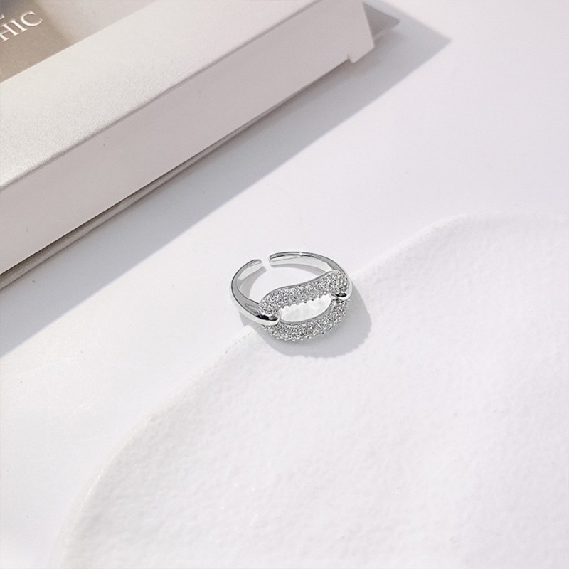 Adjustable Ring with Sparkling Cubic Zirconia Circle