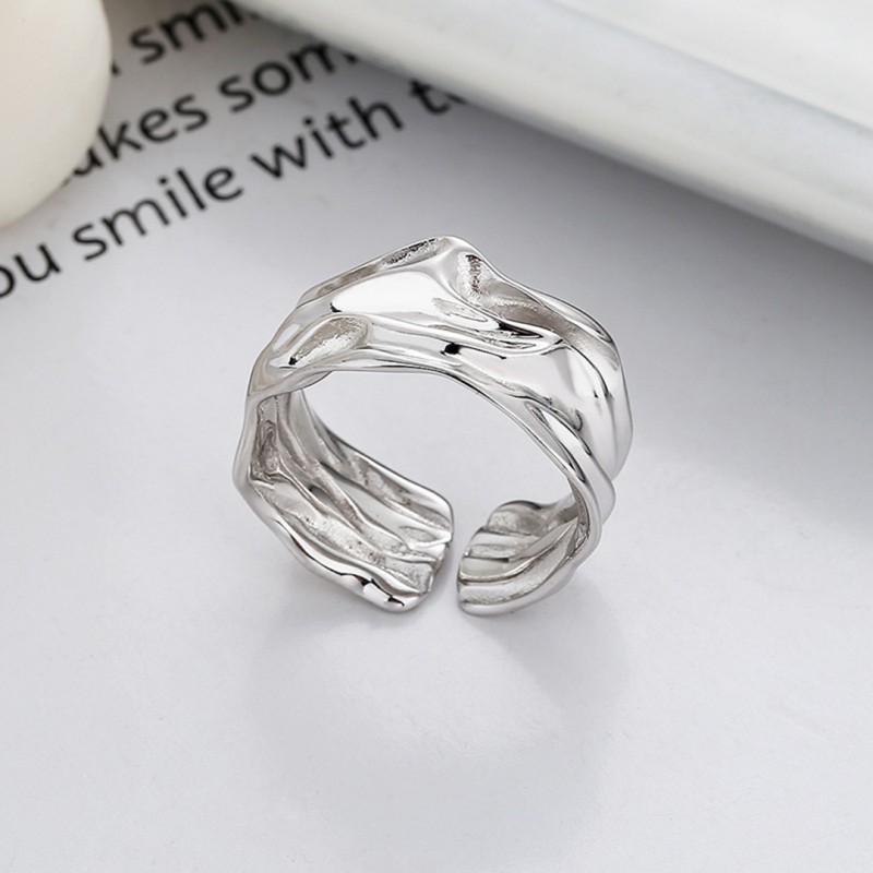 Irregular Wave Texture Minimalist Open Ring