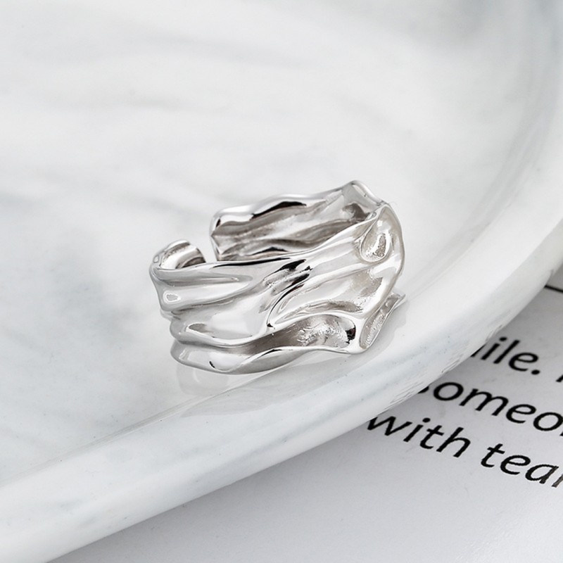 Irregular Wave Texture Minimalist Open Ring