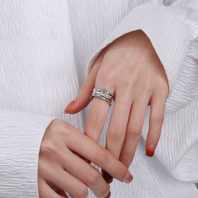 Irregular Wave Texture Minimalist Open Ring