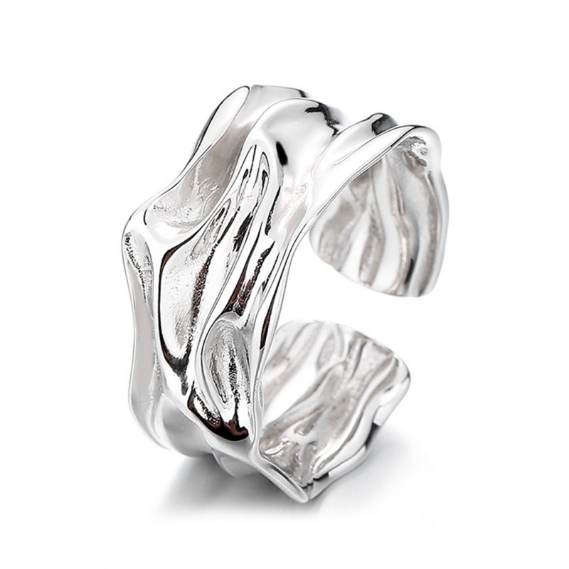 Irregular Wave Texture Minimalist Open Ring