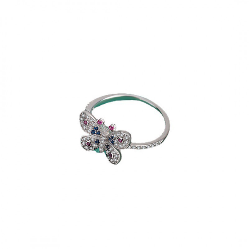 Butterfly Knot Silver Ring with Light Luxury Design and Full Cubic Zirconia