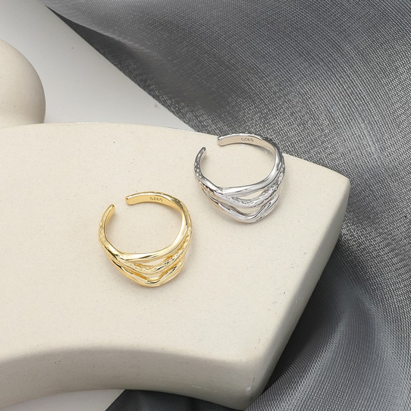 Simple Multi-Layered Twisted Tree Branch Open Ring