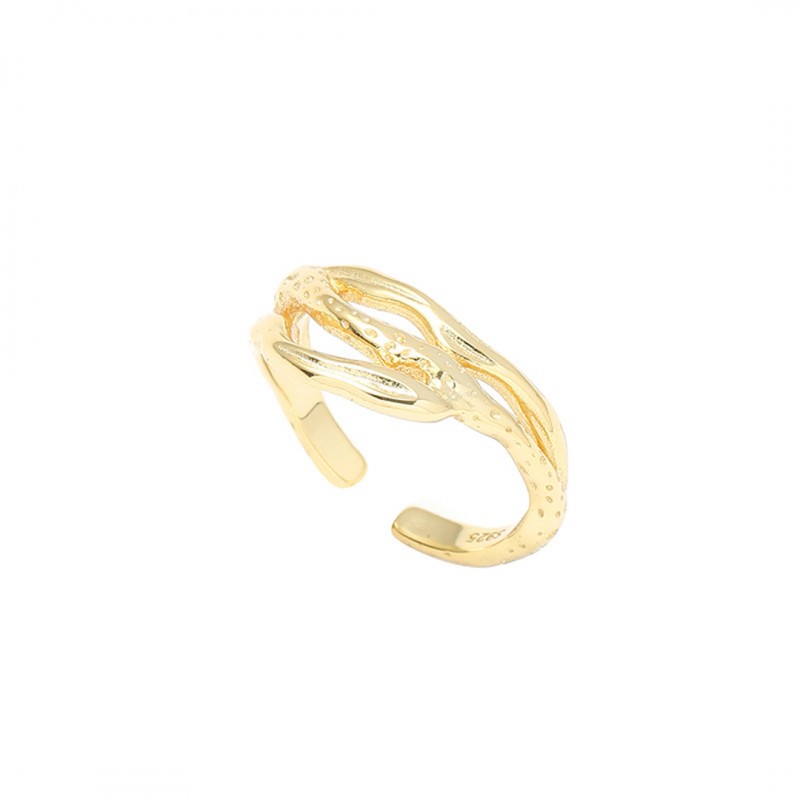 Simple Multi-Layered Twisted Tree Branch Open Ring