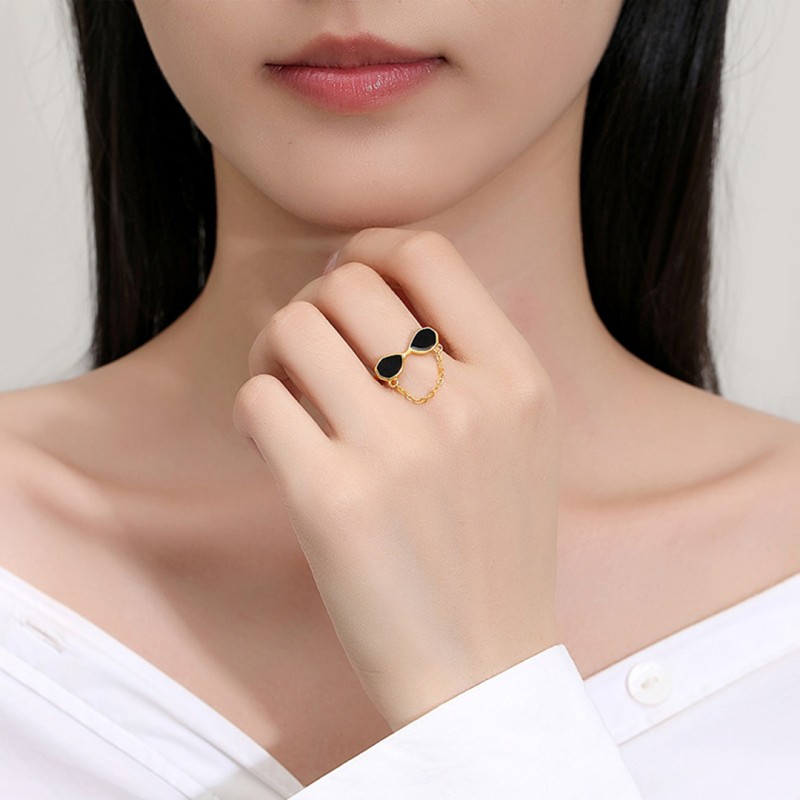 Unique Design Chain Eyeglass Ring, Open Adjustable