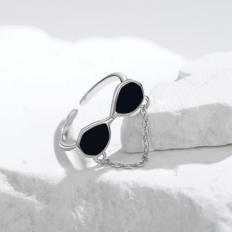 Unique Design Chain Eyeglass Ring, Open Adjustable