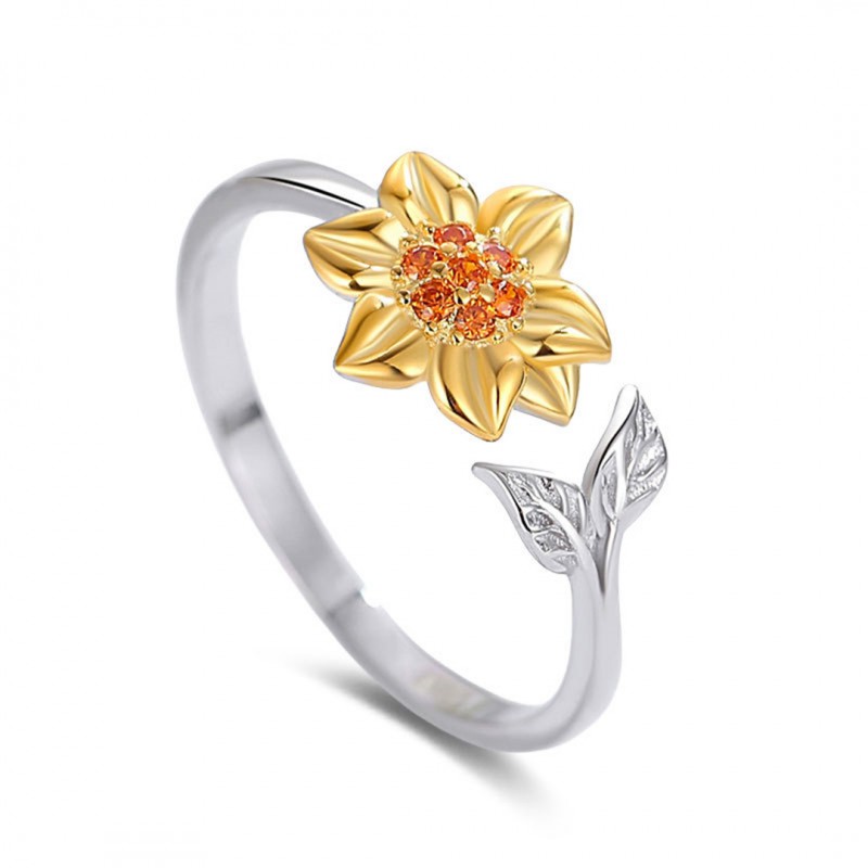 Sunflower Ring, Versatile Open Adjustable