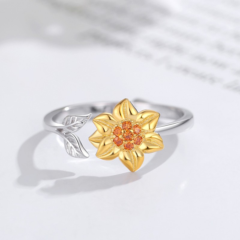 Sunflower Ring, Versatile Open Adjustable