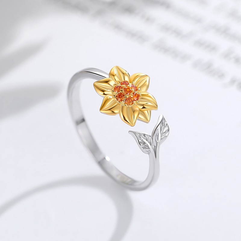 Sunflower Ring, Versatile Open Adjustable