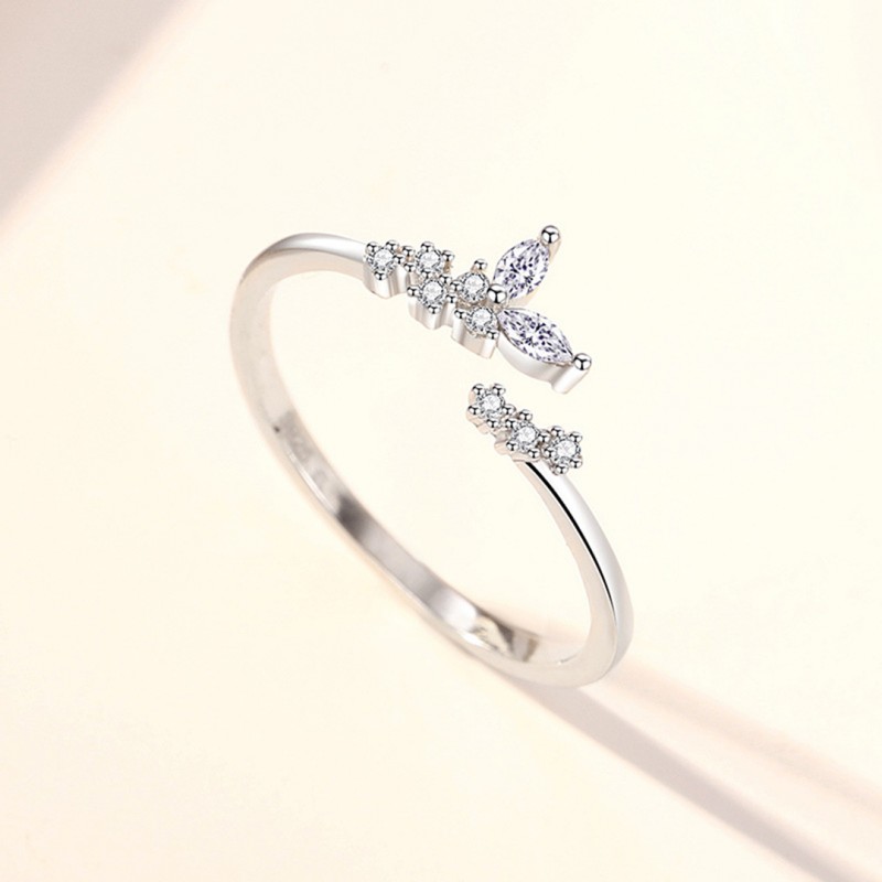 Butterfly Ring with Diamond Inlay, Niche Index Finger Ring, Fashionable Open Design