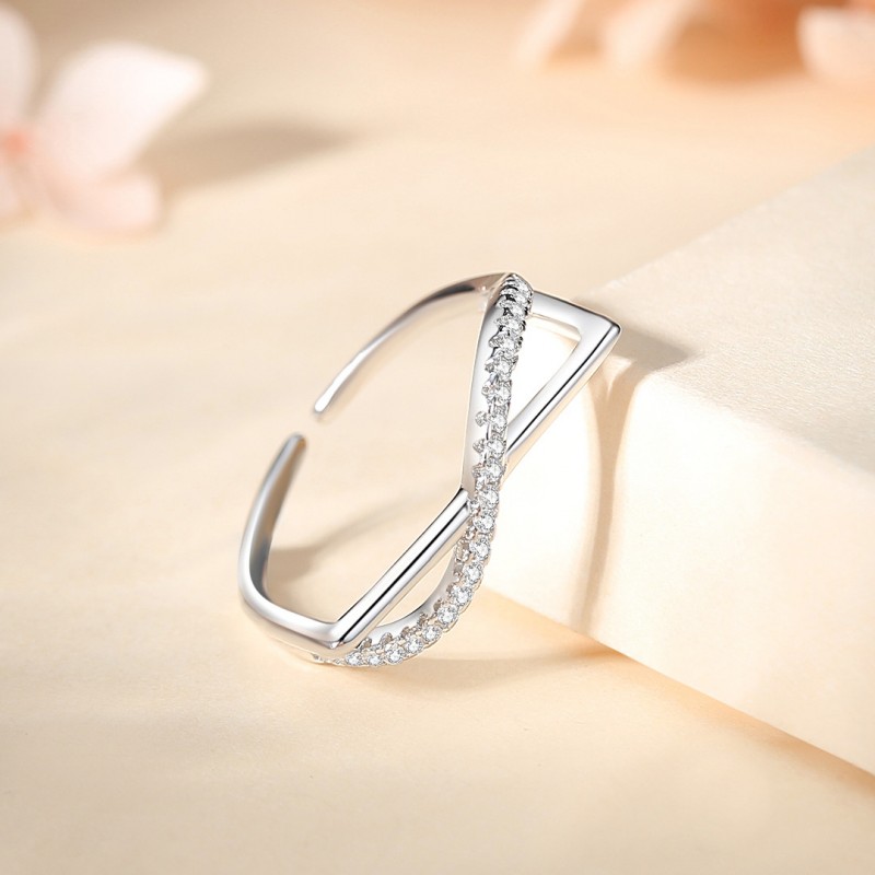 Crossed X Letter Ring, High-end Stackable Design, Open Adjustable