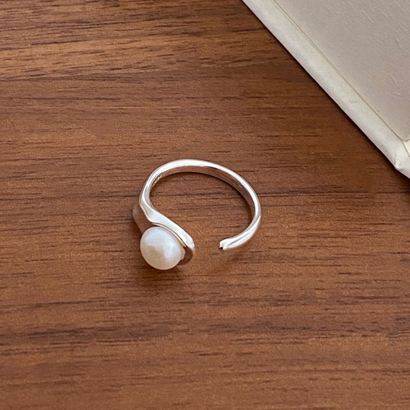 Pearl Ring, French Minimalist Open Adjustable Ring