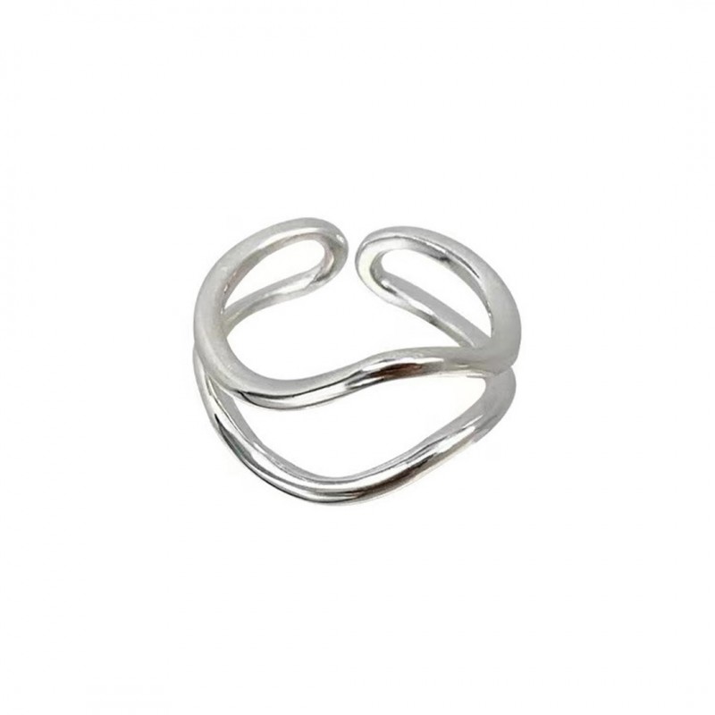 Double-layer Wave Ring, Niche Design Irregular Open Minimalist 