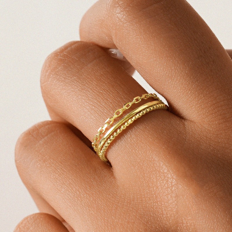 Simple Plain Ring Set of 3 Niche Personalized Basic High-End Ring 