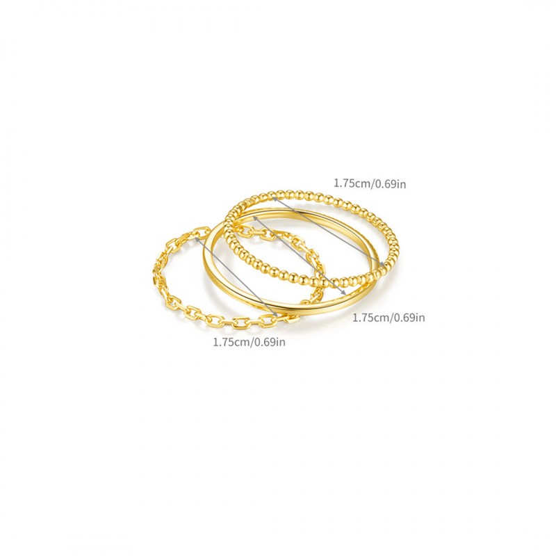 Simple Plain Ring Set of 3 Niche Personalized Basic High-End Ring 