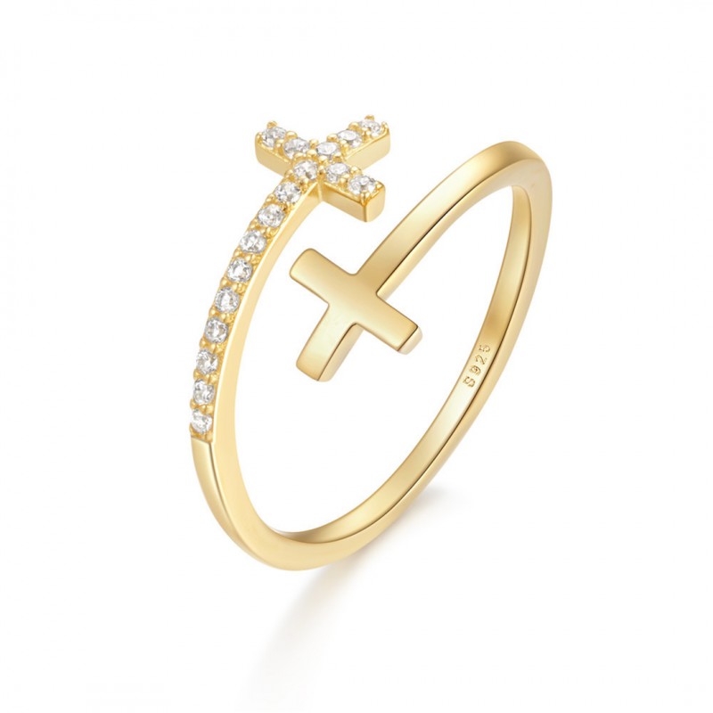 Fashionable Minimalist Ring, Cross Water Drop Open Ring