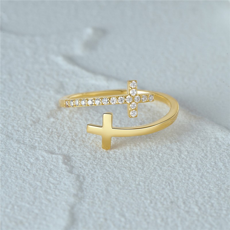 Fashionable Minimalist Ring, Cross Water Drop Open Ring