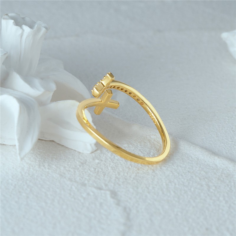 Fashionable Minimalist Ring, Cross Water Drop Open Ring