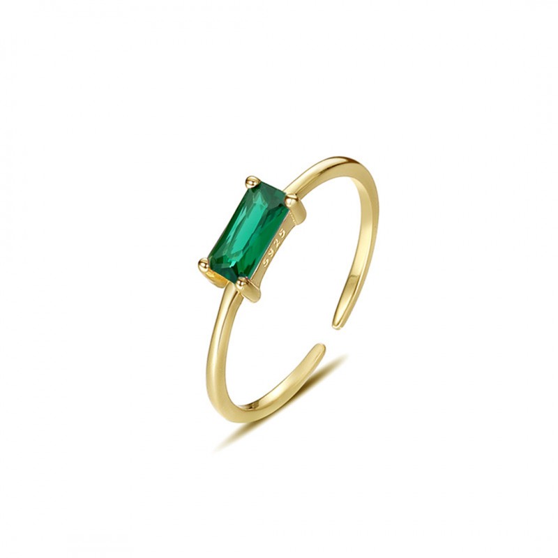 Vintage Square Gemstone Ring, Thin Band Opening