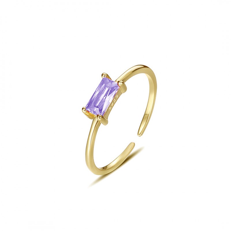 Vintage Square Gemstone Ring, Thin Band Opening