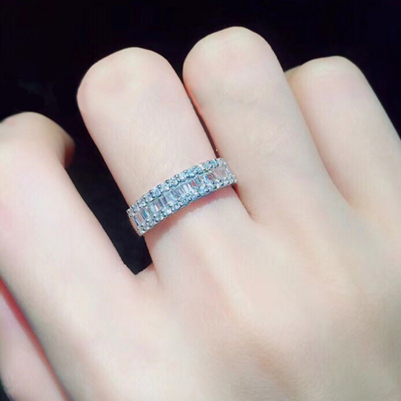 T-shaped Square Zircon Ring Women's Wedding Band 