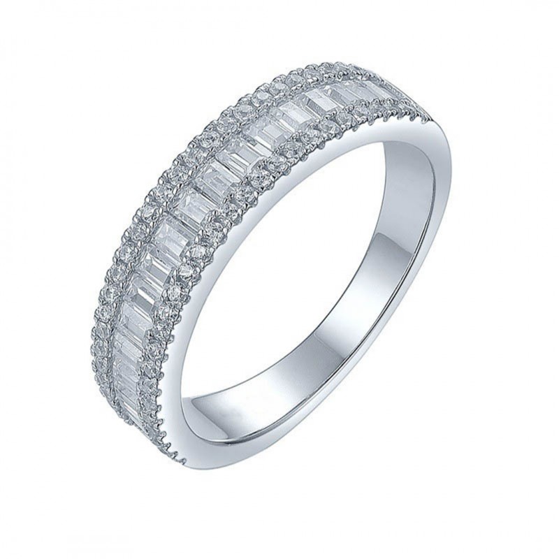 T-shaped Square Zircon Ring Women's Wedding Band 