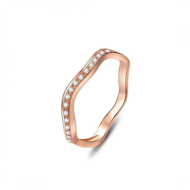 Minimalist Curved Zircon Ring Women's Wedding Band