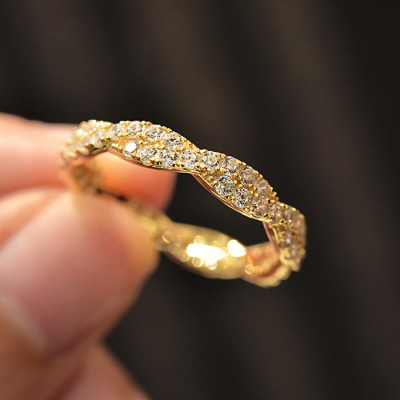 Gold-Plated Full Circle Diamond Ring Women's Wedding Band