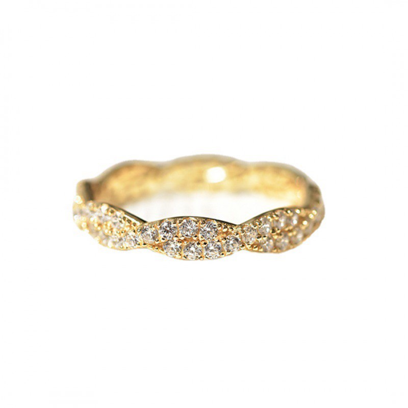 Gold-Plated Full Circle Diamond Ring Women's Wedding Band