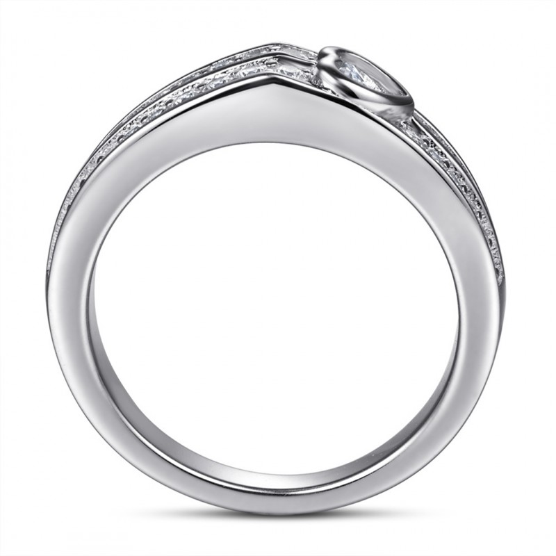 Cubic Zirconia Heart-Shaped Ladies Wedding Band