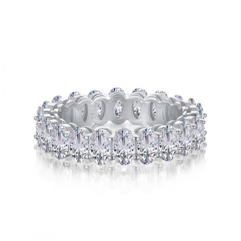 Oval Cubic Zirconia Diamond-Set Ladies Wedding Band