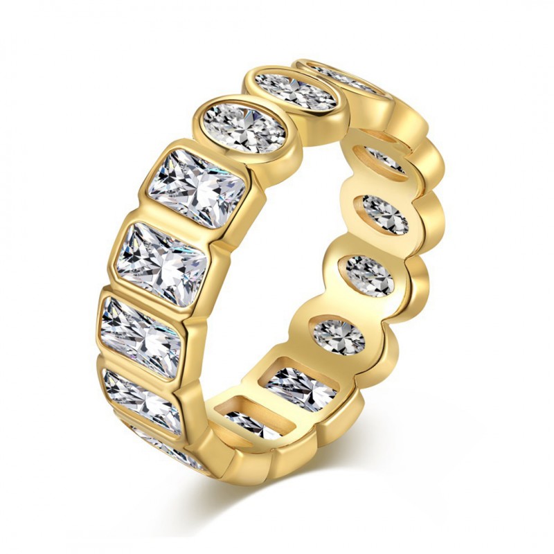 French Style Zirconia Inlay Ladies Wedding Band