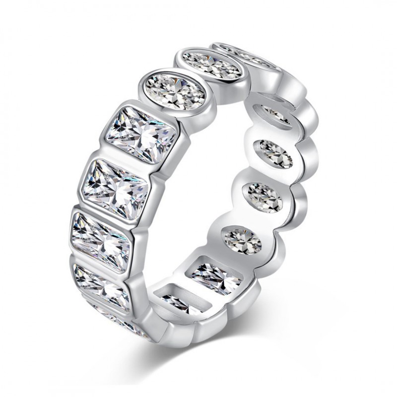 French Style Zirconia Inlay Ladies Wedding Band