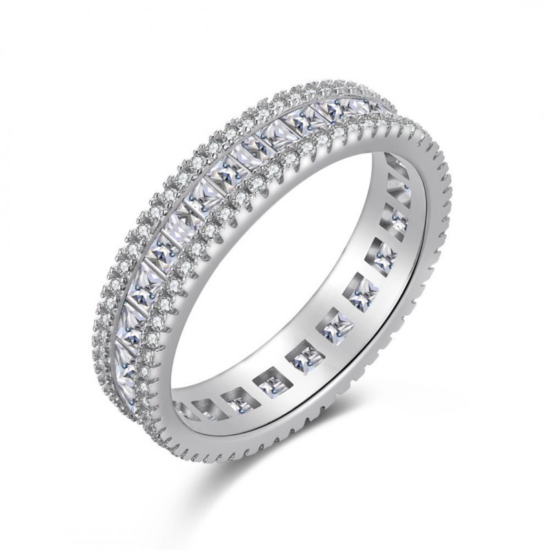 Diamond-Set Colorful Cubic Zirconia Ladies Wedding Band