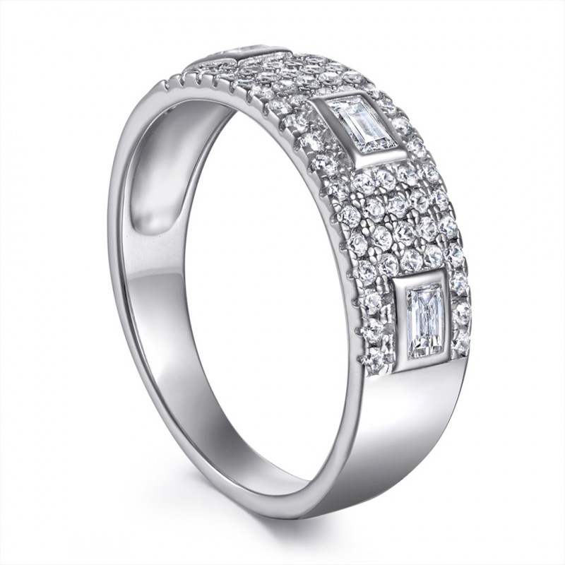 Wide Elegant Zirconia Women's Wedding Band