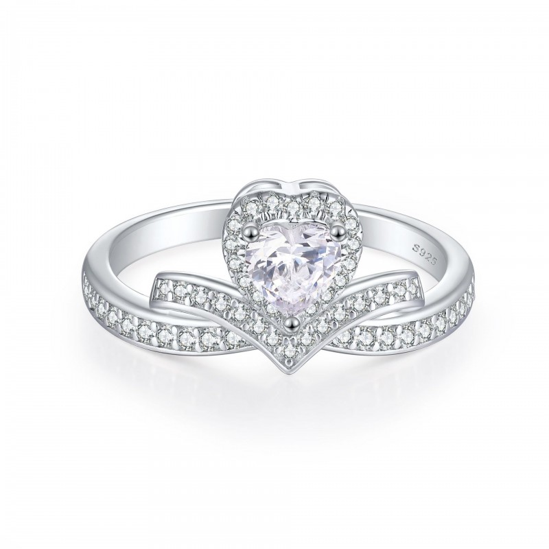 Crown Heart-Shaped Love Ring for Women Wedding Ring