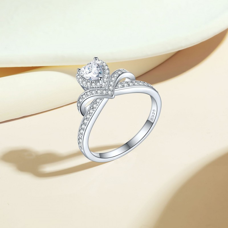 Crown Heart-Shaped Love Ring for Women Wedding Ring