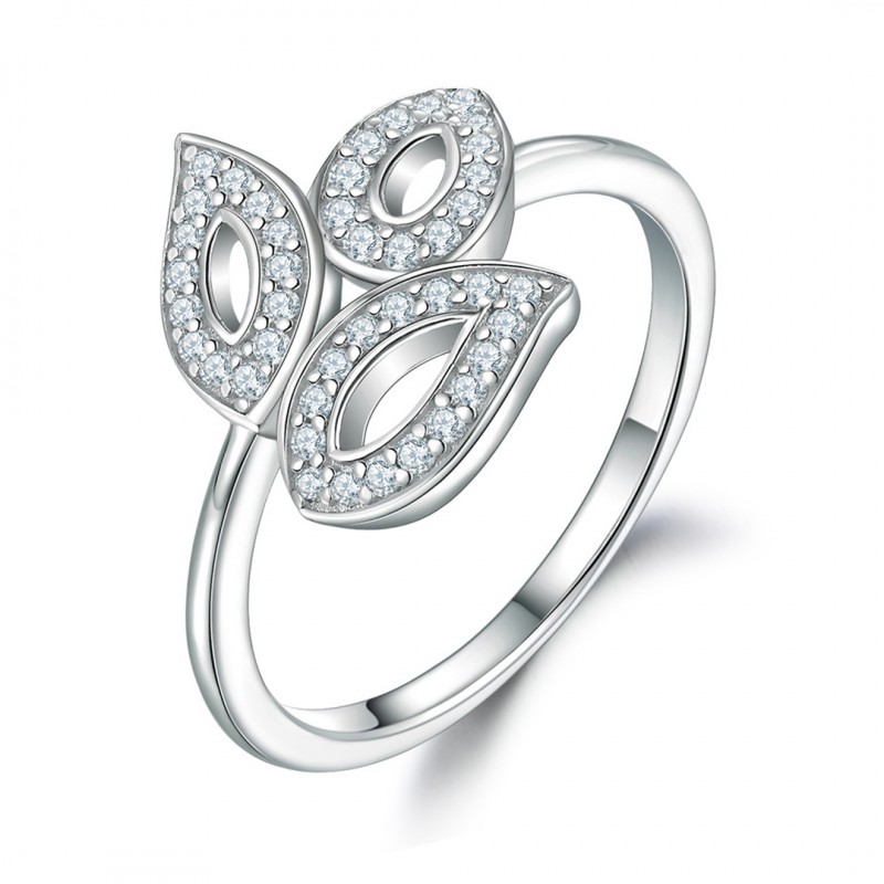 Leaf Tree Leaf Micro-set Cubic Zirconia Wedding Ring