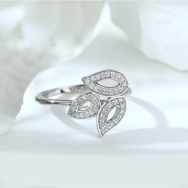 Leaf Tree Leaf Micro-set Cubic Zirconia Wedding Ring